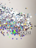 Silver Holographic - Hexagon - Chunky - GC212